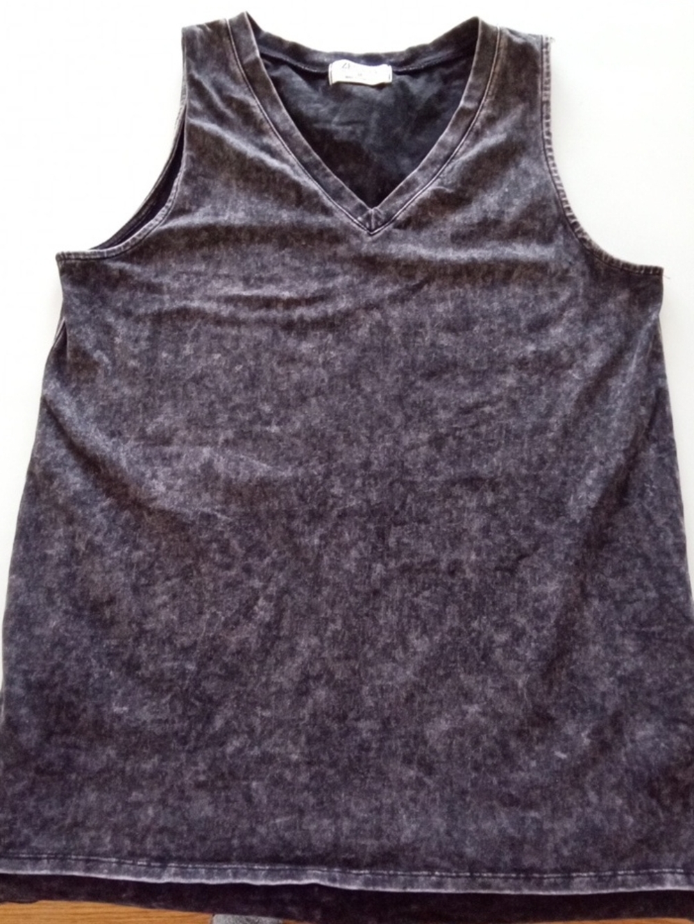 Zenana Outfitters Washed Charcoal V-Neck Tank Top